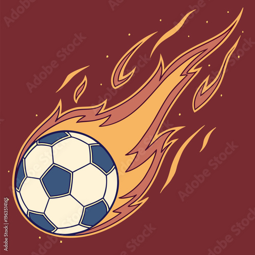 Dynamic soccer ball with fiery trails illustrating speed and power in action