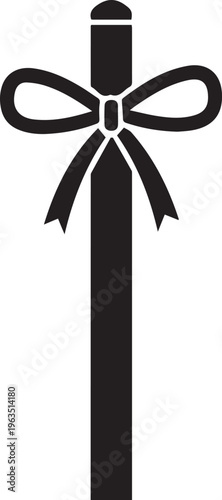 Gift ribbon vector illustration line art isolated on transparent background