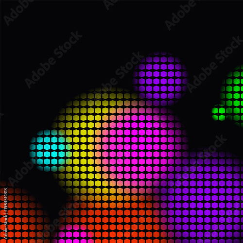Neon Hex Grid with Rainbow Glow Abstract Digital Background