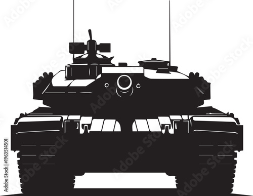 Military tank silhouette vector illustration line art transparent background