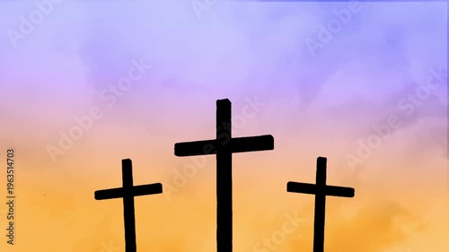 Good Friday Background, cross at sunset, Holy Friday