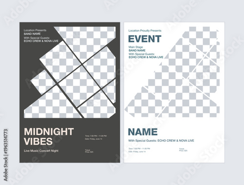 Modern midnight vibes event flyer template for music concert and night party