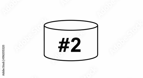Minimalist graphic of a cylinder with the number two symbol on its surface