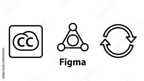 Creative commons and software icons: cc license, abstract network, sync