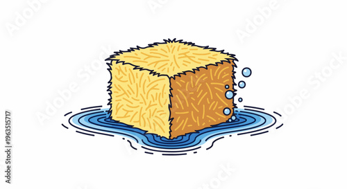Hay bale floating in water with bubbles