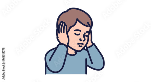 A stressed man covering his ears.