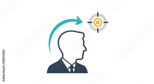 Man with Arrow Pointing to Target - Focus and Goal Orientation.