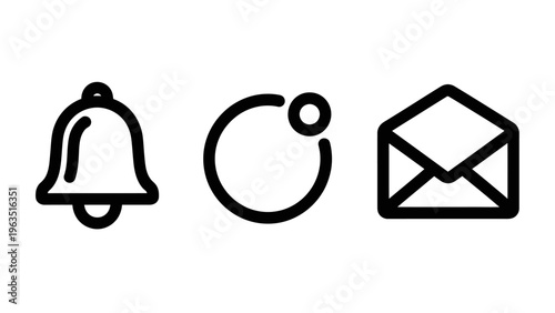 Notification, loading, and mail icon set: essential user interface elements for web and mobile application interfaces and digital communication