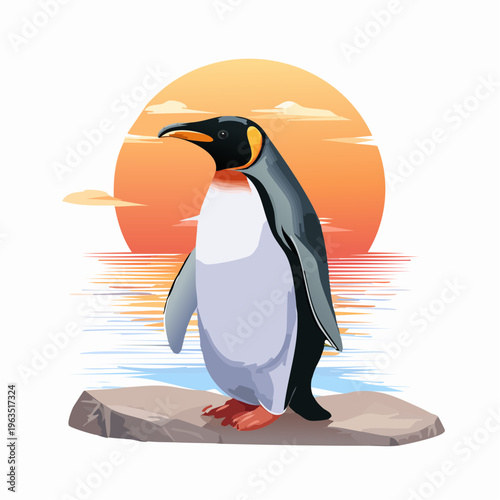 Pinguin im Sonnenuntergang