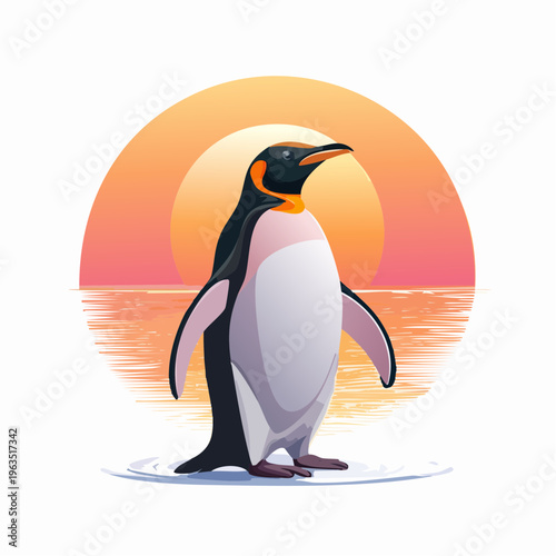 Pinguin im Sonnenuntergang