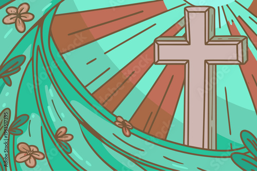 Easter Cross Religious Symbol Vector Illustration