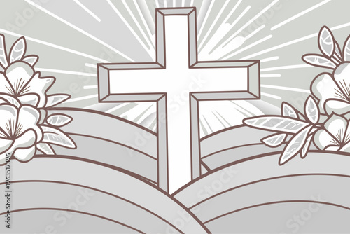 Easter Cross Religious Symbol Vector Illustration