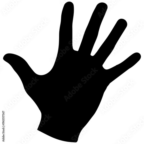 Black Silhouette of an Open Hand, Five Fingers Spread Wide