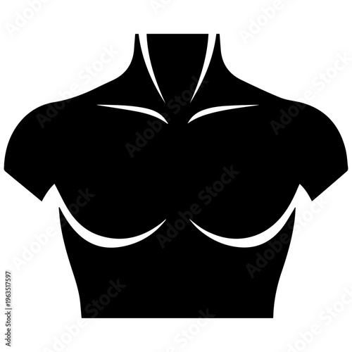 Black and White Silhouette of a Muscular Male Chest and Shoulders