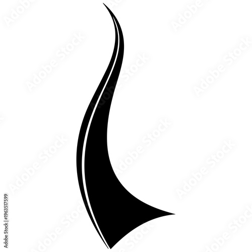 Elegant Black Silhouette of a Curling Eyelash on White Background
