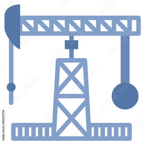 Flat style oil pump jack icon on a derrick frame