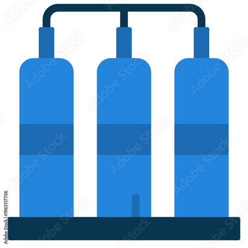 Flat style industrial storage tanks and pipelines system icon
