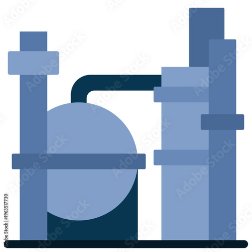 Flat style oil distillation column and chemical reactor icon