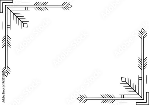 Decorative Arrow Corner Black Line White Background border symbol