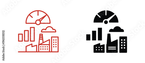 Capacity planning multiple style icon collection, solid and outline icons, vector simple elements, resource allocation, production workflow, scheduling and operations management concept.