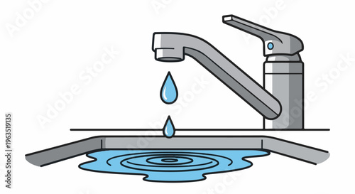 Leaking faucet dripping water into a sink basin with ripples