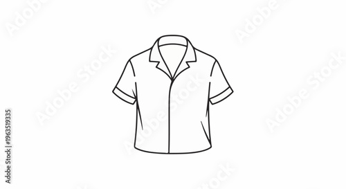 Line art of a short-sleeved collared shirt with an open neckline