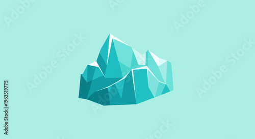 Jagged blue iceberg with sharp peaks on a soft blue background