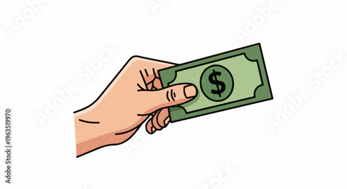Hand holding a green dollar bill with a dollar sign