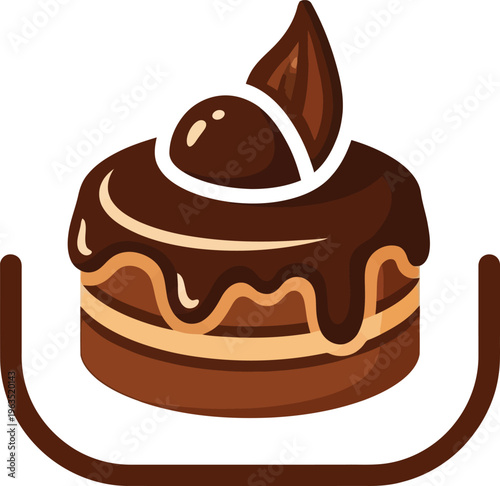 Chocolate cake with rich drizzled frosting and decor | sweet dessert pastry icon vector