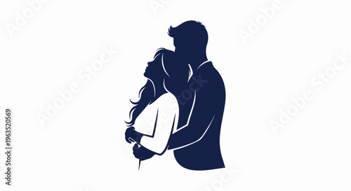 Romantic embrace silhouette of a couple