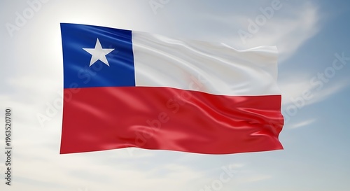 Chilean Flag Waving in the Wind Against a Cloudy Sky. Free Download Chilean Flag Waving in the Wind Against a Cloudy Sky. - GFXLoad