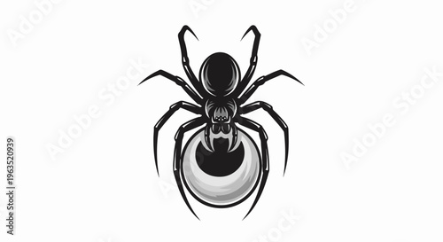 Stylized black spider with eight legs and a prominent abdomen