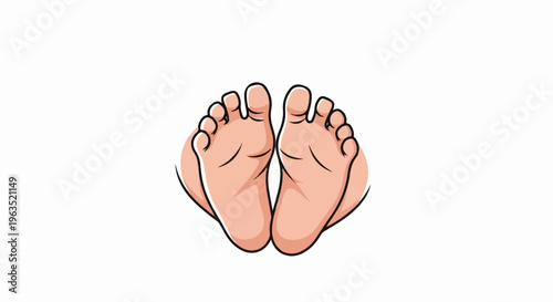 Cartoon illustration of two bare feet with toes facing forward