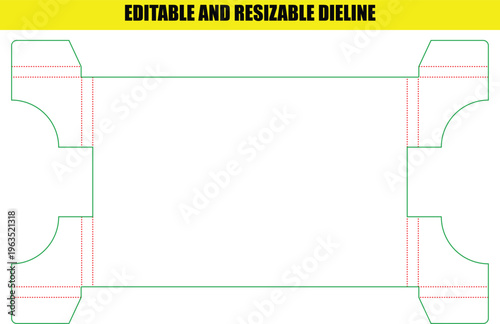 Specialized Packaging Dieline Template for Oblong Box with Rounded End Flaps