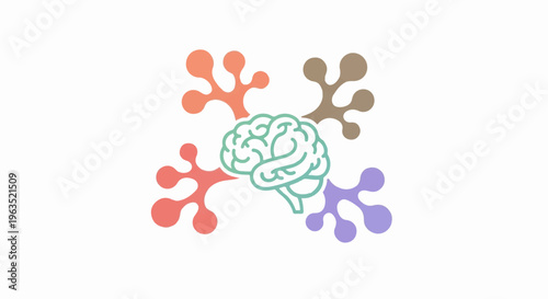 Abstract representation of a brain with colorful, petal-like shapes emanating outward