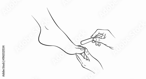 Person filing a toenail with a nail file