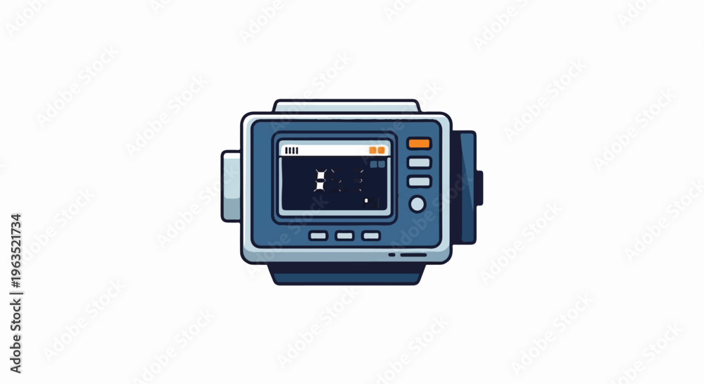 Fototapeta premium A retro digital camera with a small screen displays a simple graphic