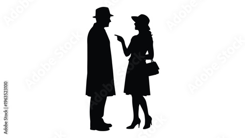 Silhouette of a man and woman in conversation