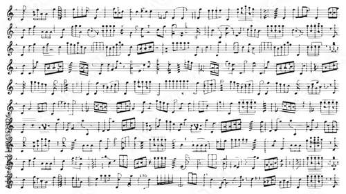 Sheet Music With Musical Notes On White Background For Music Education Concepts