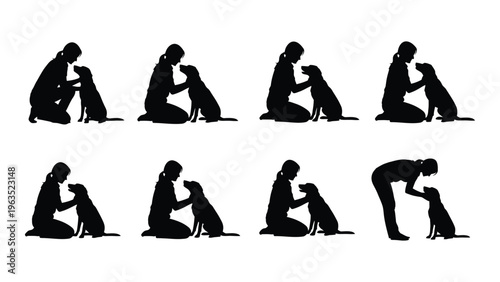 Sequence of yoga poses in silhouette