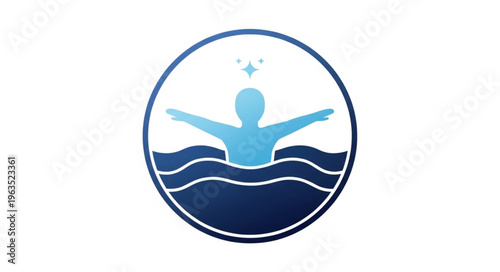 Person swimming in water under a star, symbolizing freedom and peace.