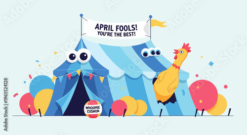 Festive Tent Structure with Amusing Decorations for Celebrations and Events Playful and Whimsical Design for Celebratory Occasions Parties and