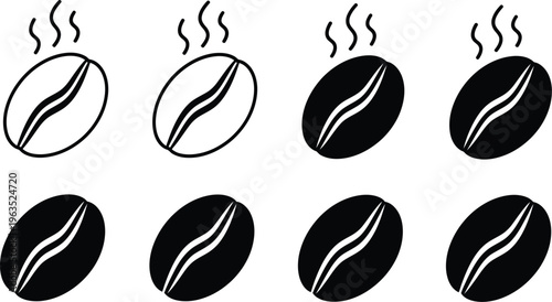 Steaming coffee beans illustration