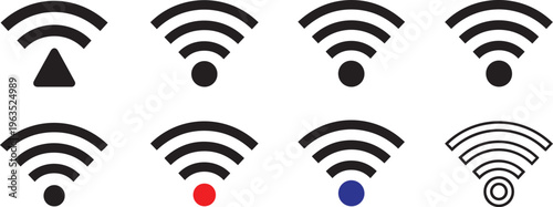 A collection of various WiFi signal icons on a white background.