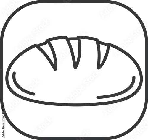 Traditional loaf of bread icon - bakery product outline symbol & food ingredient with web icon