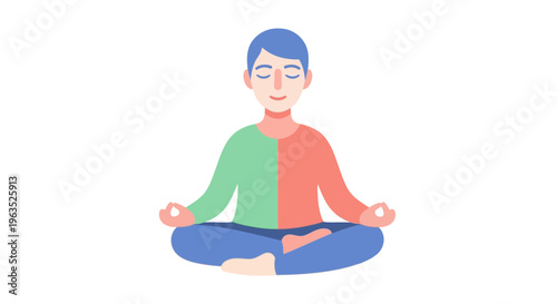 Man Meditating in Lotus Position Calmly.