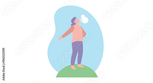 Man Standing on Hill Looking Away.