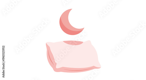 Pink Pillow with Crescent Moon Above.
