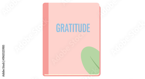 Pink Gratitude Journal with Green Leaf Design.