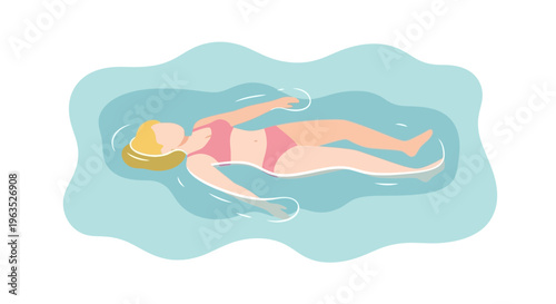 Woman Relaxing in Water Illustration.